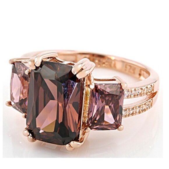 NIB - JTV Blush And White Cubic Zirconia 18k Rose Gold Over Silver Ring 9.75ctw - Picture 3 of 11